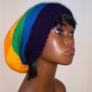 Rainbow Crochet beautiful slouchy hat  handmade for adult